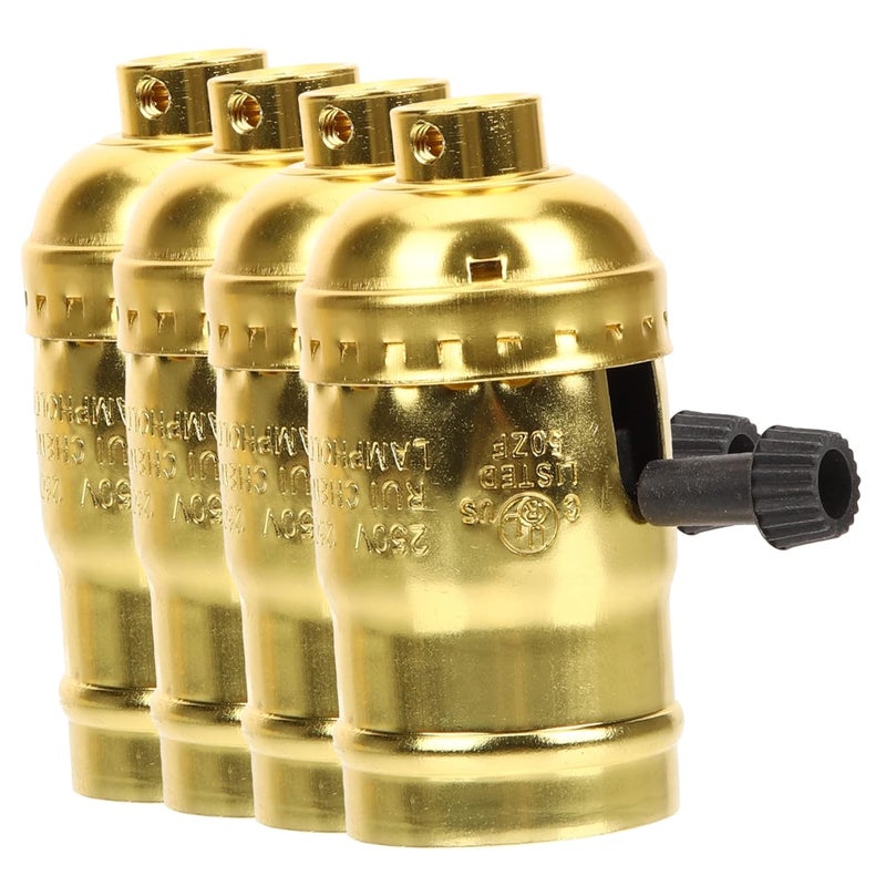 Vintage Gold E26 E27 Light Socket Holder Adjustable Bulb Base Sturdy Aluminum Lamp Parts - Image 1